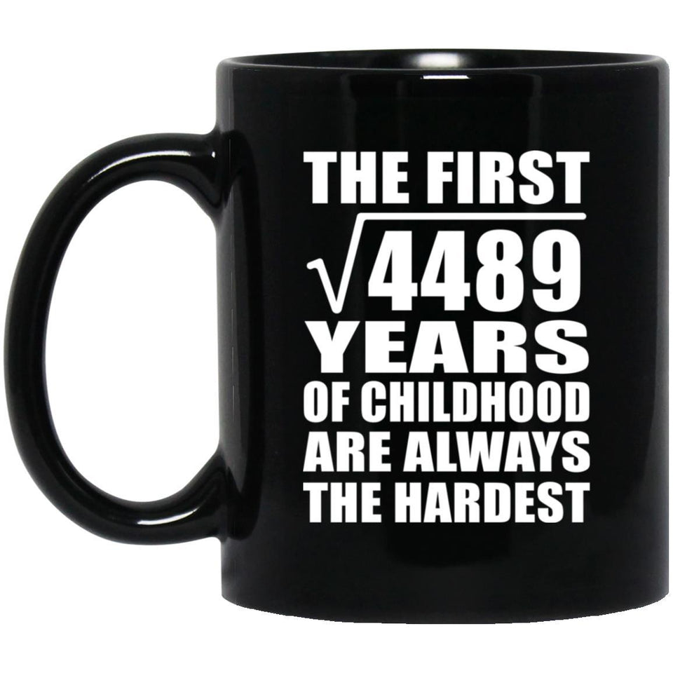 67th Birthday Square Root of 4489 Years of Childhood - 11oz Coffee Mug Black