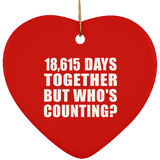 51st Anniversary 18,615 Days Together But Who's Counting - Heart Ornament