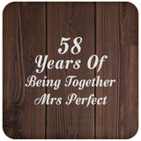 58th Anniversary 58 Years Of Being Mrs Perfect - Drink Coaster D