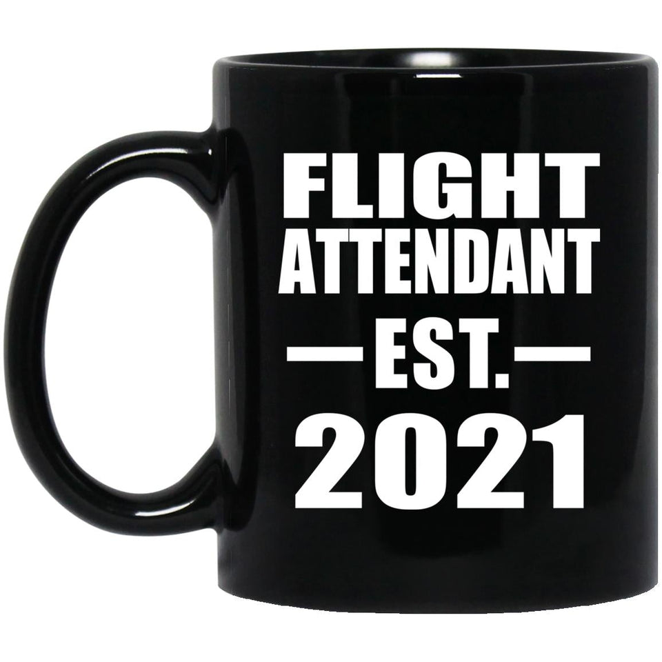 Flight Attendant Established EST. 2021 - 11oz Coffee Mug Black