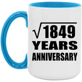 43rd Anniversary Square Root of 1849 Years Anniversary - 15oz Accent Mug Blue