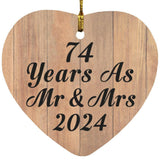 74 Years As Mr & Mrs 2024 - Heart Ornament C