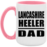 Lancashire Heeler Dad - 15oz Accent Mug Pink