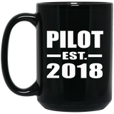 Pilot Established EST. 2018 - 15 Oz Coffee Mug Black