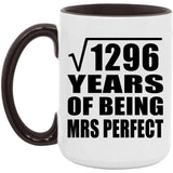 36th Anniversary Square Root of 1296 Years of Mrs Perfect - 15oz Accent Mug Black