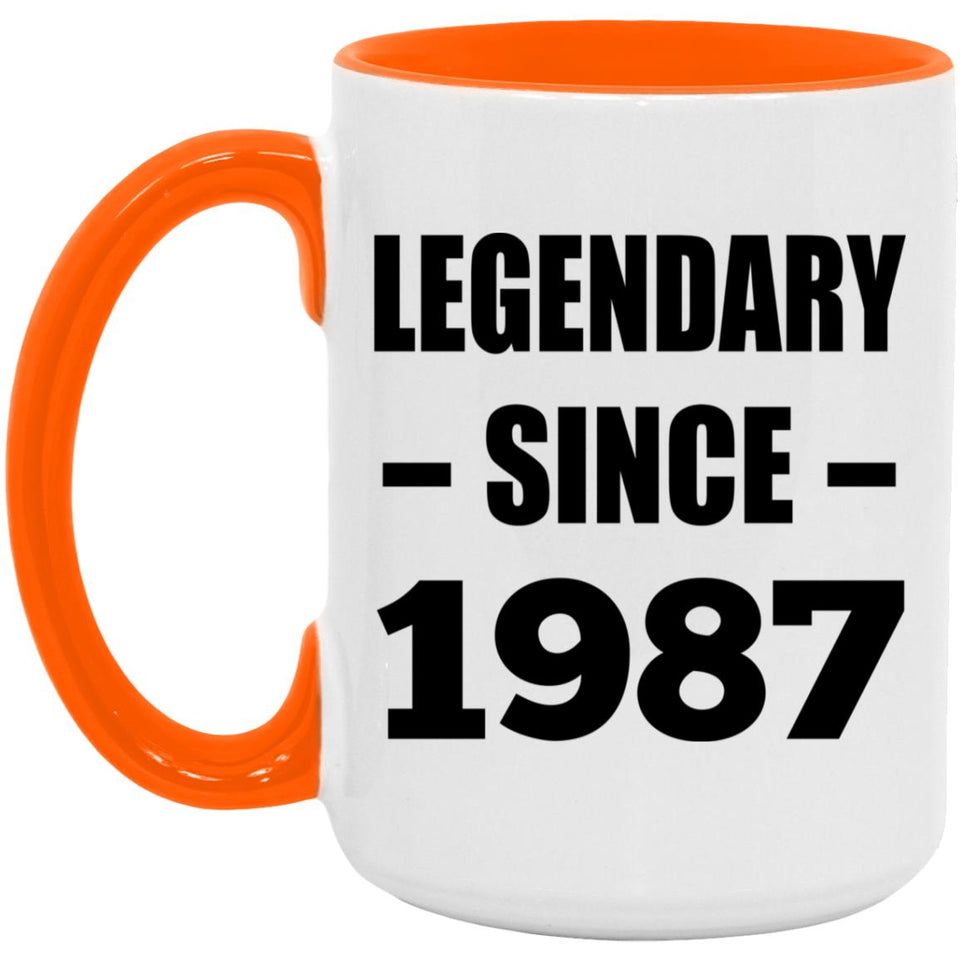 37th Birthday Legendary Since 1987 - 15oz Accent Mug Orange