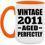 13th Birthday Vintage 2011 Aged Perfectly - 15oz Accent Mug Orange