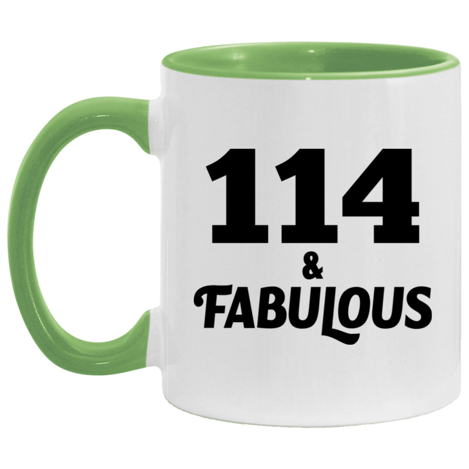 114th Birthday 114 & Fabulous - 11oz Accent Mug Green