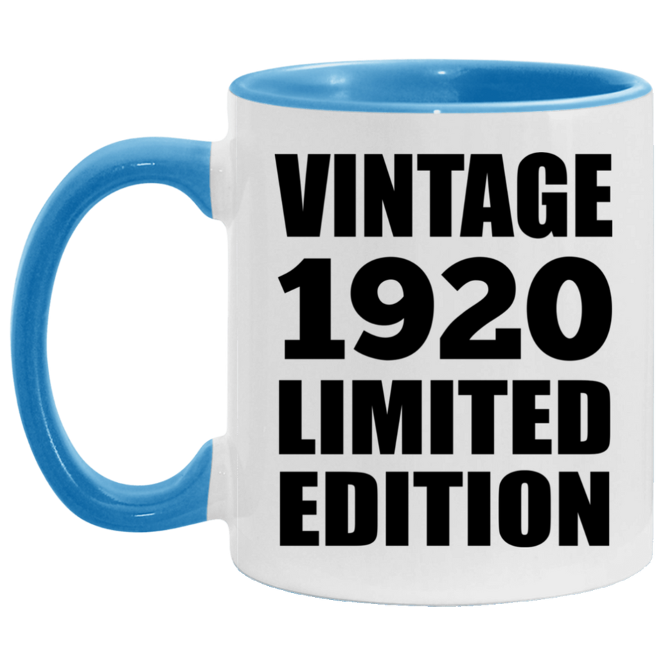 104th Birthday Vintage 1920 Limited Edition - 11oz Accent Mug Blue