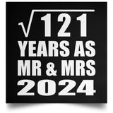 11th Anniversary Square Root of 121 Years As Mr & Mrs 2024 - Poster Square