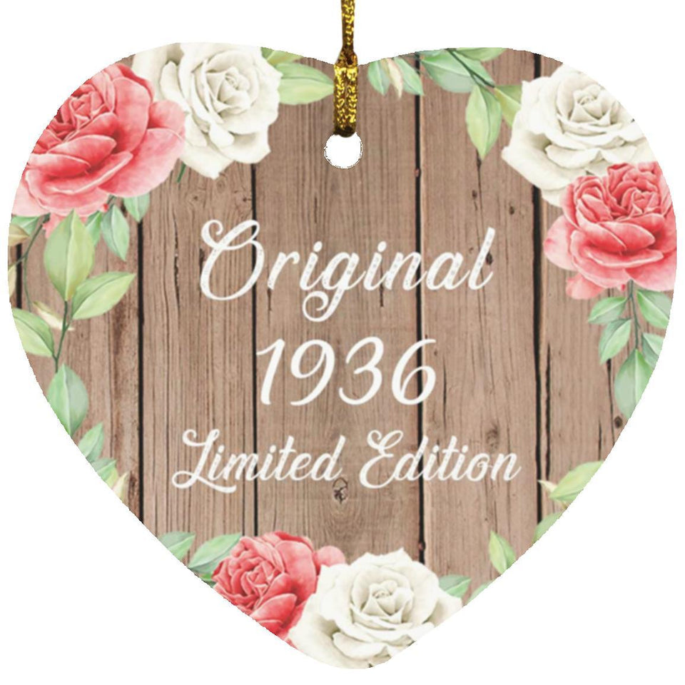 88th Birthday Original 1936 Limited Edition - Heart Ornament B