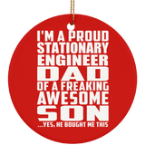 Proud Stationary Engineer Dad Of Awesome Son - Circle Ornament