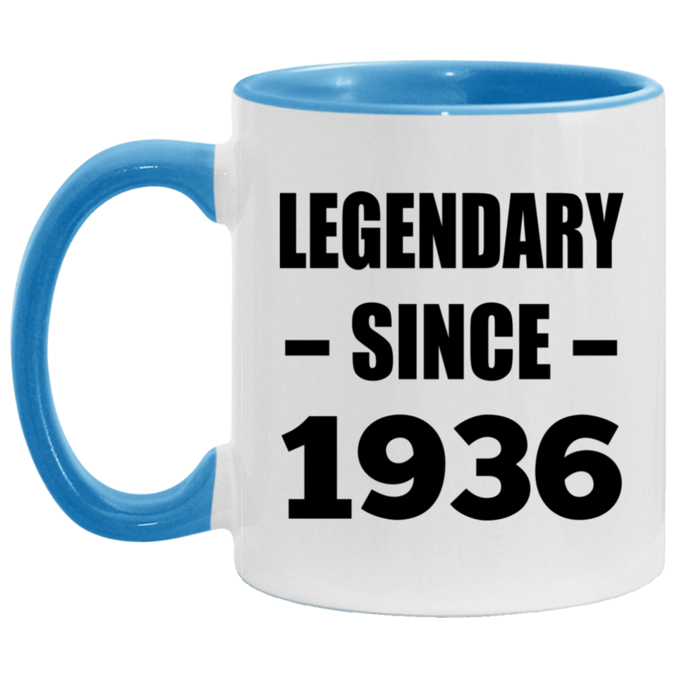 88th Birthday Legendary Since 1936 - 11oz Accent Mug Blue