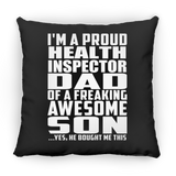 Proud Health Inspector Dad Of Awesome Son - Throw Pillow Black