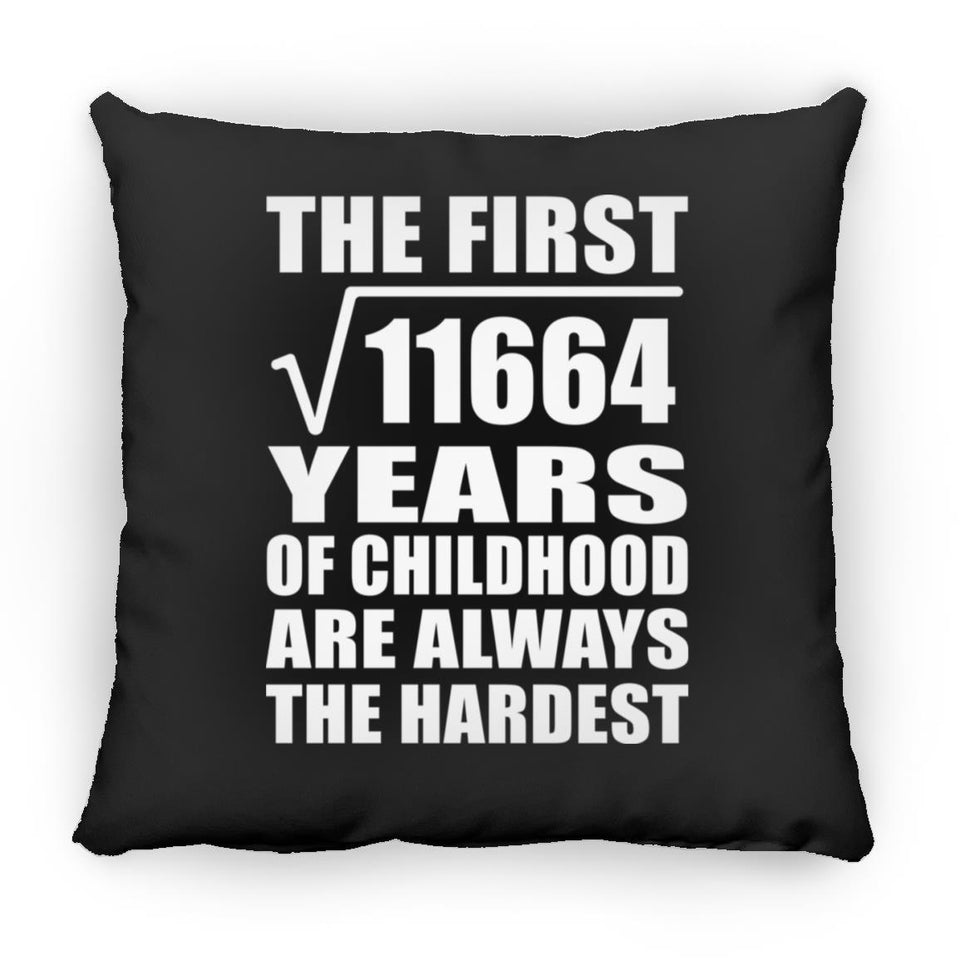 108th Birthday Square Root of 11664 Years of Childhood - Throw Pillow Black