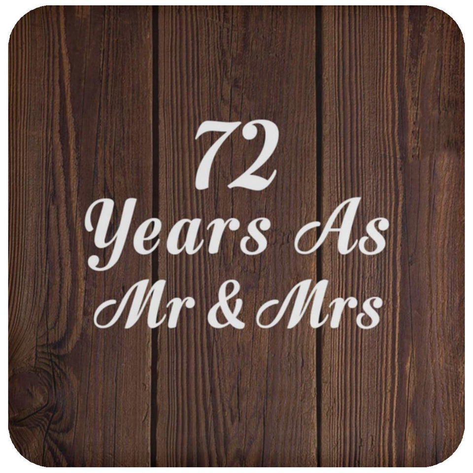 72nd Anniversary 72 Years As Mr & Mrs - Drink Coaster D