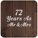 72nd Anniversary 72 Years As Mr & Mrs - Drink Coaster D