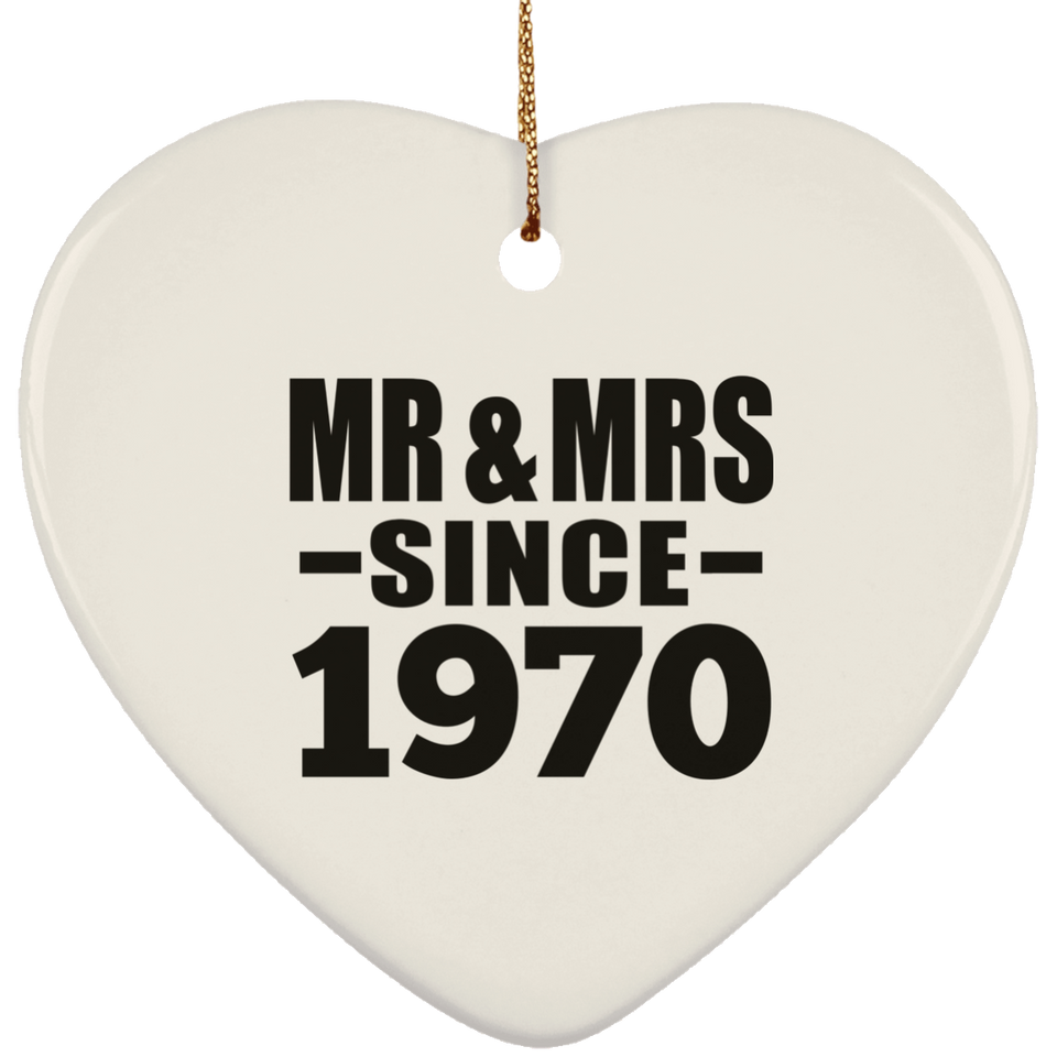 54th Anniversary Mr & Mrs Since 1970 - Heart Ornament
