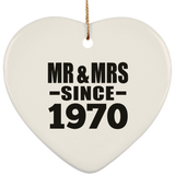 54th Anniversary Mr & Mrs Since 1970 - Heart Ornament