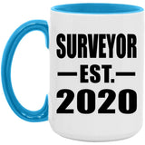 Surveyor Established EST. 2020 - 15oz Accent Mug Blue