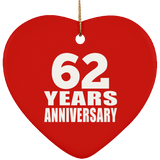 62nd Anniversary 62 Years - Heart Ornament