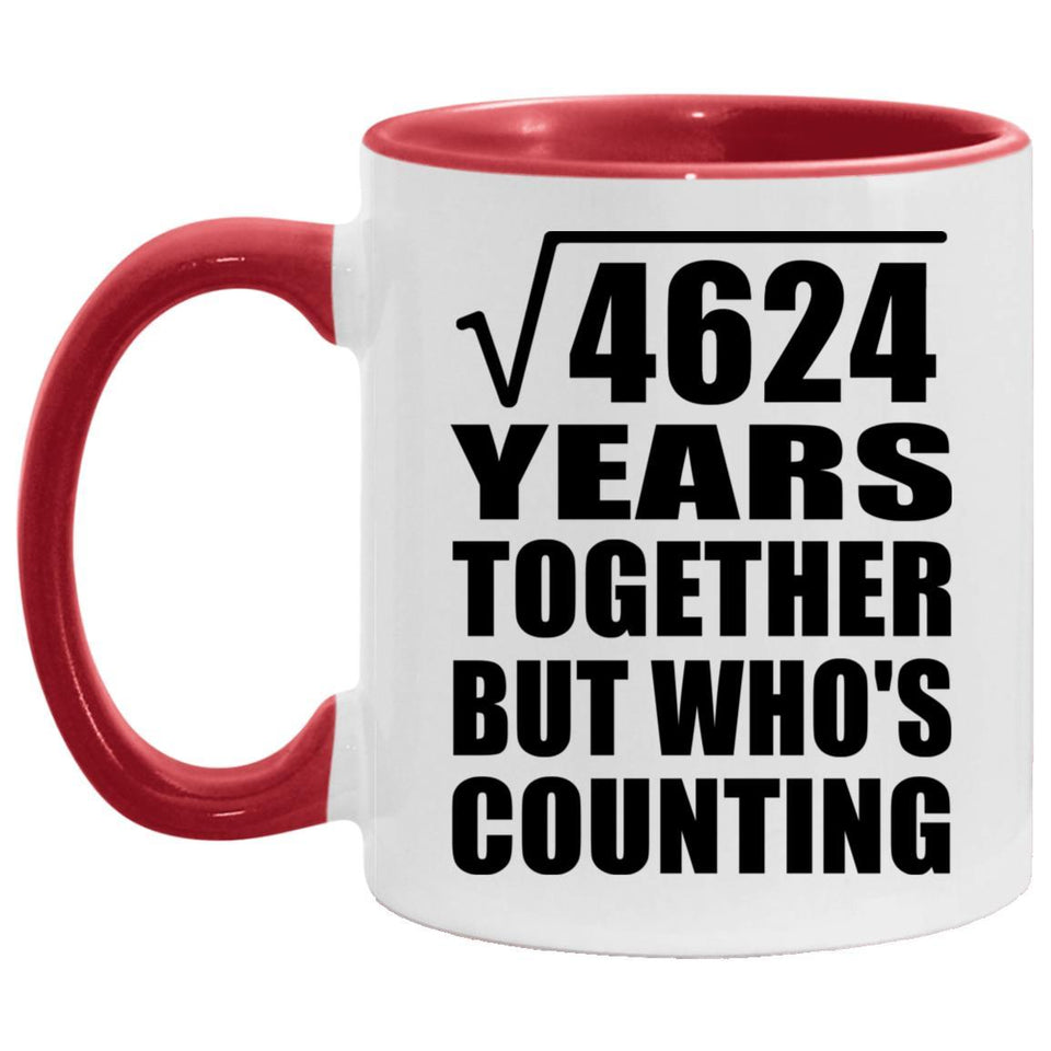 68th Anniversary Square Root of 4624 Years Who's Counting - 11oz Accent Mug Red