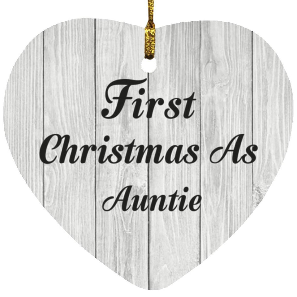 First Christmas As Auntie - Heart Ornament F