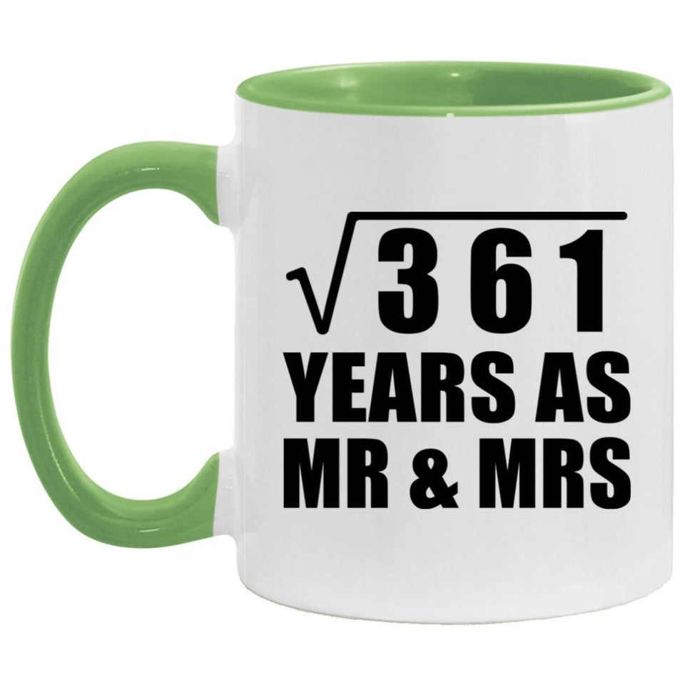 19th Anniversary Square Root of 361 Years As Mr & Mrs - 11oz Accent Mug Green