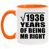 44th Anniversary Square Root of 1936 Years of Being Mr Right - 11oz Accent Mug Orange