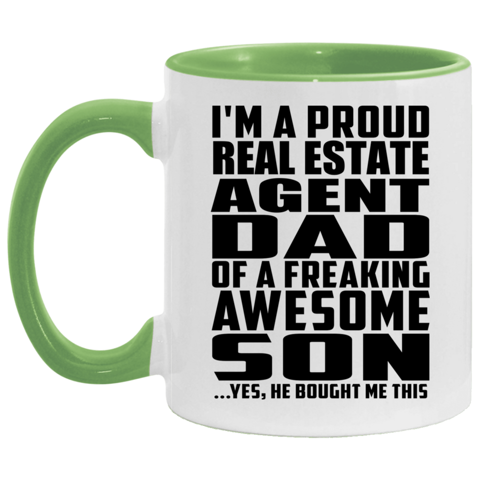 Proud Real Estate Agent Dad Of Awesome Son - 11oz Accent Mug Green