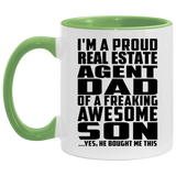 Proud Real Estate Agent Dad Of Awesome Son - 11oz Accent Mug Green