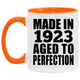 101st Birthday Made In 1923 Aged to Perfection - 11oz Accent Mug Orange