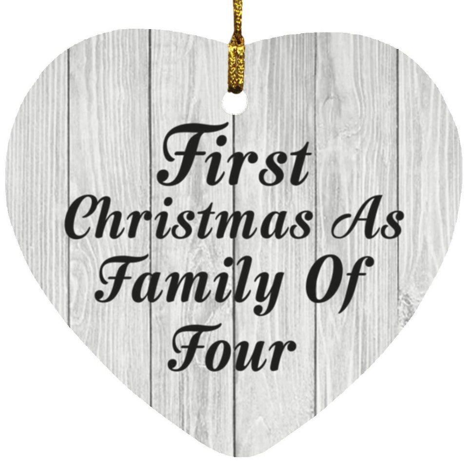 First Christmas As Family Of Four - Heart Ornament F