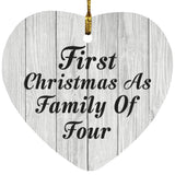 First Christmas As Family Of Four - Heart Ornament F