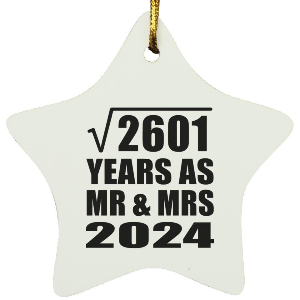 51st Anniversary Square Root of 2601 Years As Mr & Mrs 2024 - Star Ornament