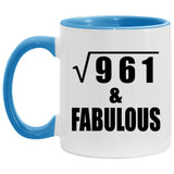31st Birthday Square Root of 961 & Fabulous - 11oz Accent Mug Blue