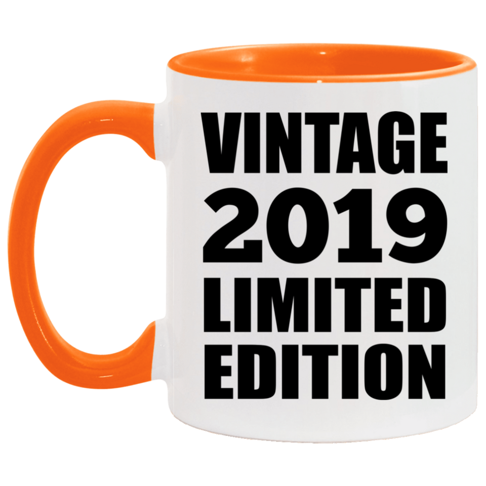 5th Birthday Vintage 2019 Limited Edition - 11oz Accent Mug Orange