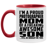 Proud Photographer Mom Of Awesome Son - 11oz Accent Mug Red