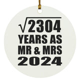48th Anniversary Square Root of 2304 Years As Mr & Mrs 2024 - Circle Ornament
