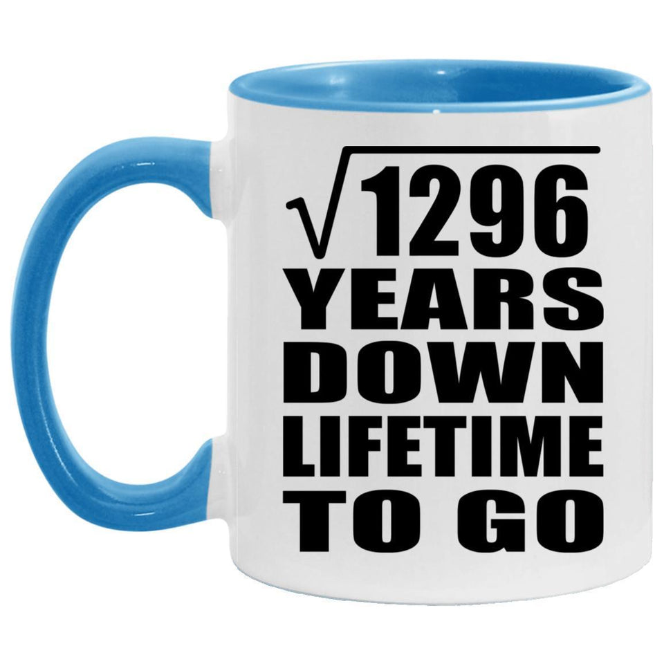 36th Anniversary Square Root of 1296 Years Lifetime To Go - 11oz Accent Mug Blue