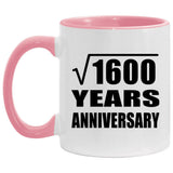 40th Anniversary Square Root of 1600 Years Anniversary - 11oz Accent Mug Pink