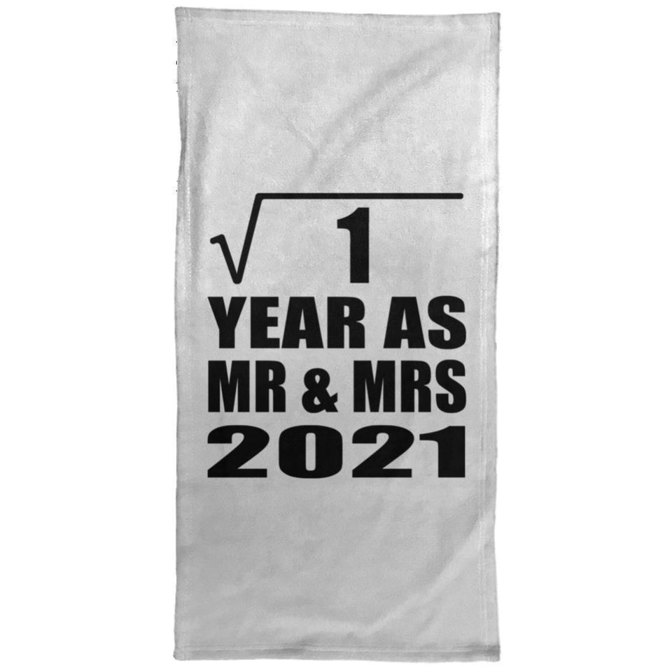 1st Anniversary Square Root of 1 Year As Mr & Mrs 2021 - Hand Towel