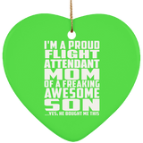 Proud Flight Attendant Mom Of Awesome Son - Heart Ornament