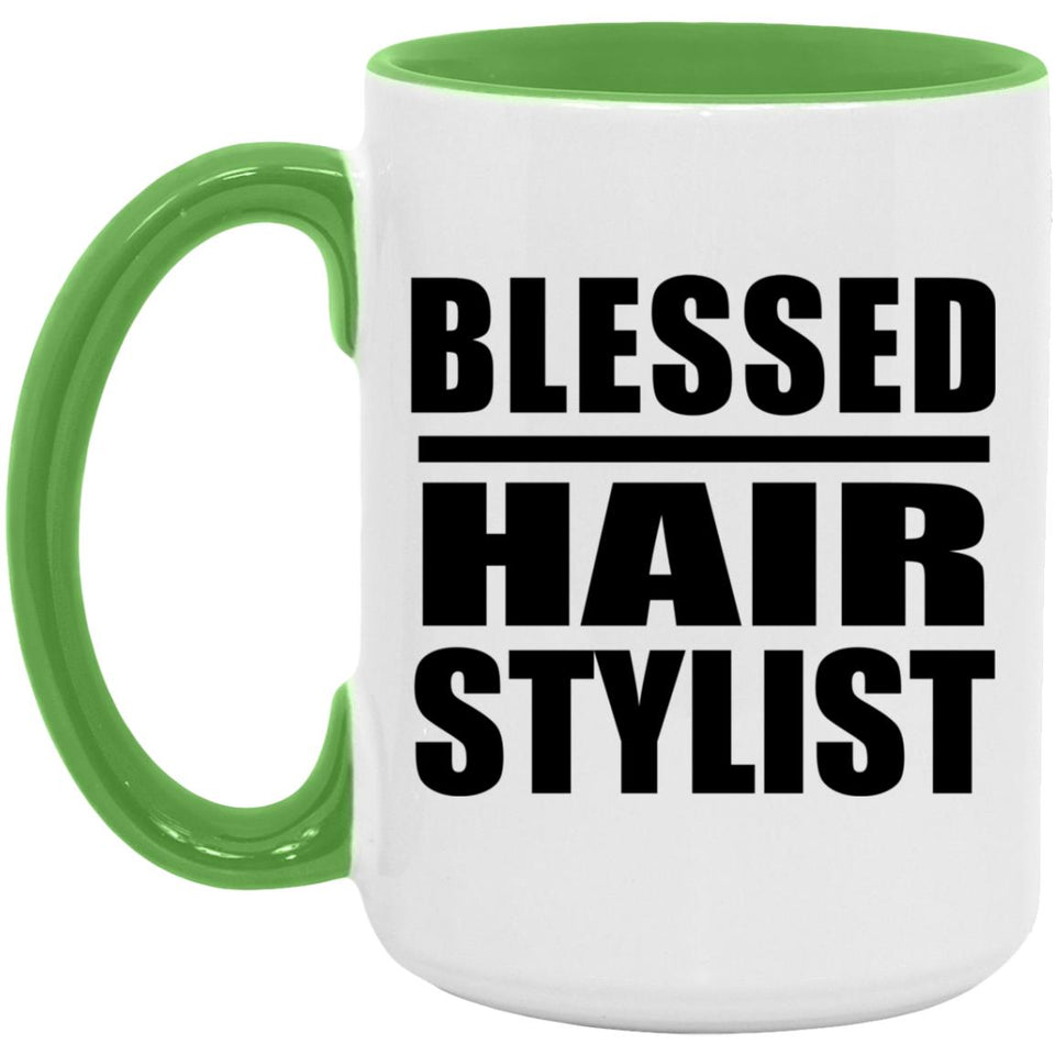 Blessed Hair Stylist - 15oz Accent Mug Green