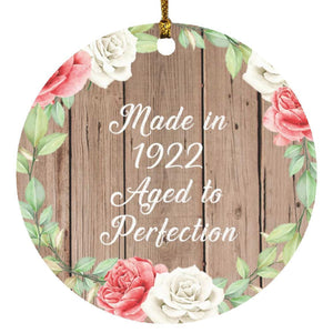 102nd Birthday Made In 1922 Aged To Perfection - Circle Ornament B