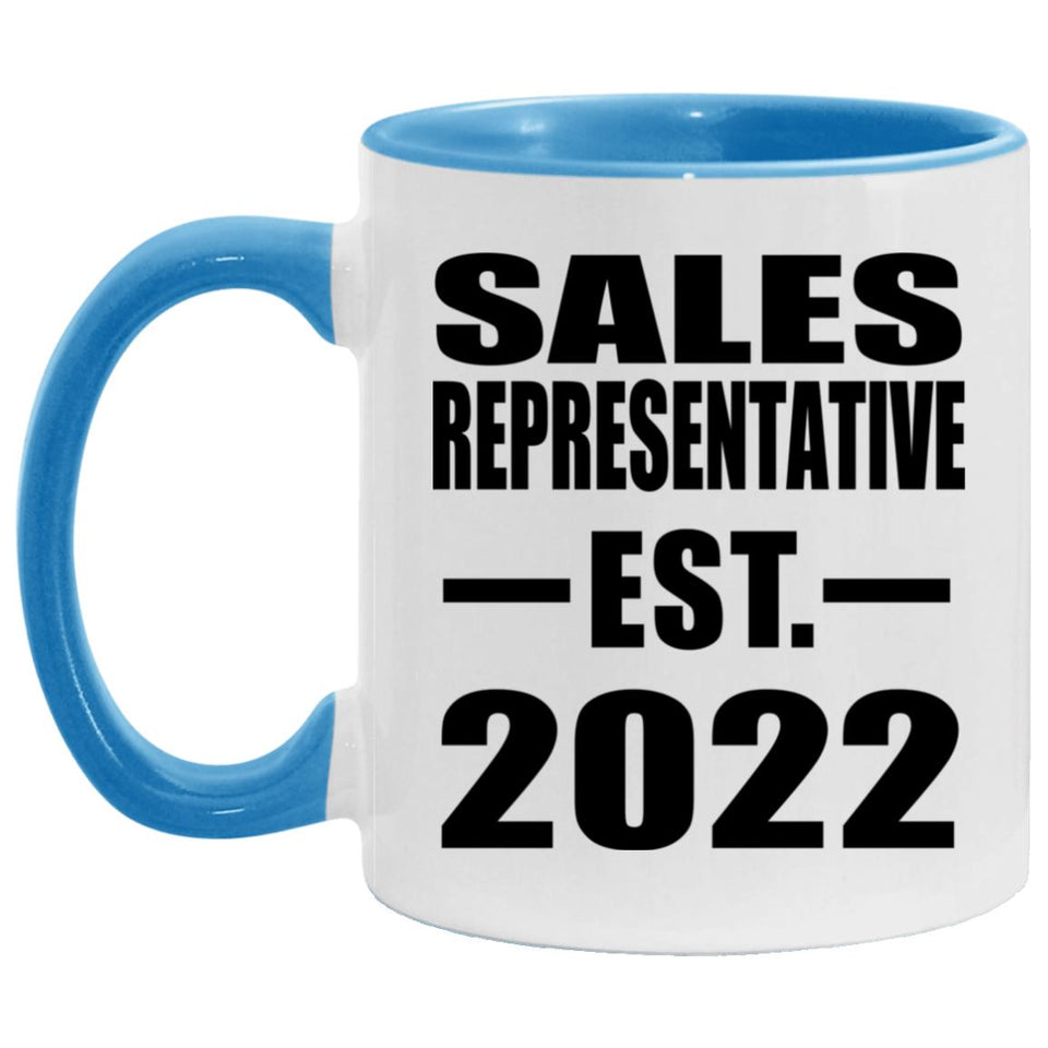 Sales Representative Established EST. 2022 - 11oz Accent Mug Blue