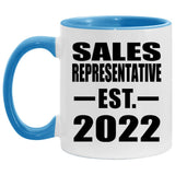 Sales Representative Established EST. 2022 - 11oz Accent Mug Blue