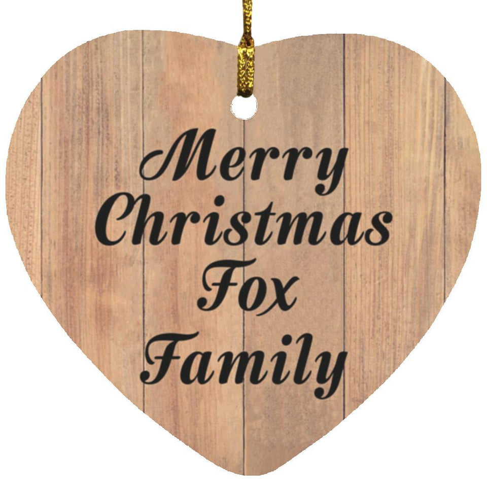 Merry Christmas Fox Family - Heart Ornament C