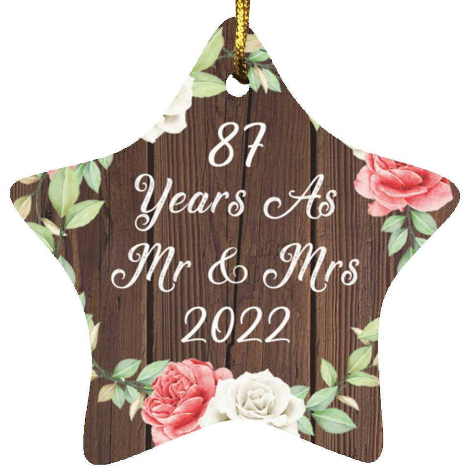 87th Anniversary 87 Years As Mr & Mrs 2022 - Star Ornament A