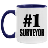 Number One #1 Surveyor - 11oz Accent Mug Purple